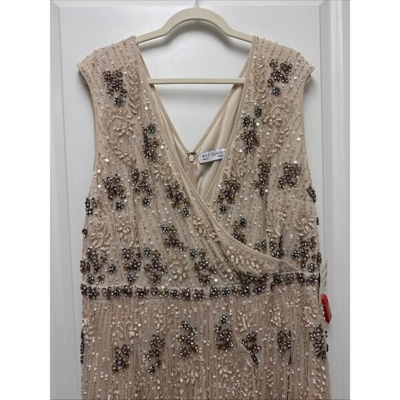 MAC DUGGAL Plus Size 24 Beige 93575 Embellished A-Line Evening Gown Dress $998 - Picture 8 of 16